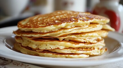 Cooking pancakes in a pan four pancakes fried in a pan