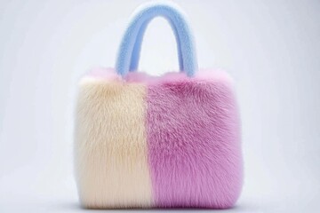 Soft, fluffy handbag features pastel colors with unique textures