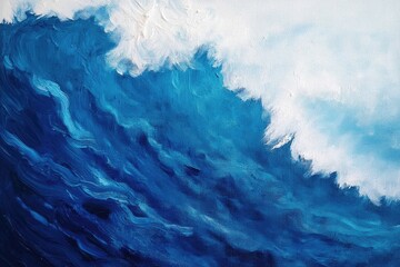 Dynamic ocean waves in deep blue hues capture movement and energ