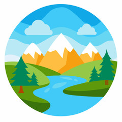 Obraz premium Vector watercolor natural landscape background on white background.