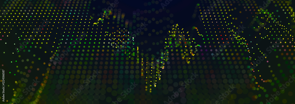 Poster sci-fi background. digital wave with many particles. big data visualization. template for festive pr