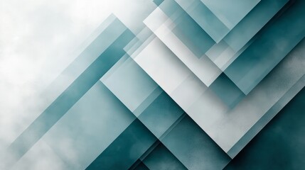 Fototapeta premium Modern business card wallpaper with transparent layers of overlapping geometric shapes in teal and white