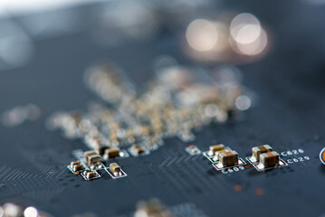 close up of Technician repairing electronic circuit board, repairing, upgrade and technology.	