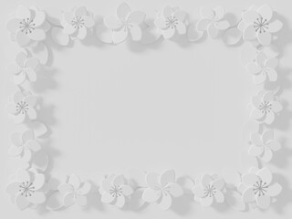 桃の花の白い3DCGフレーム