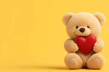 Cute Teddy Bear Holding Heart - Ideal for Valentine's Day Cards and Children's Books