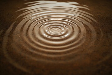 Fototapeta premium Ripples spread gracefully across calm water surface, reflecting
