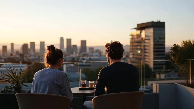 Confession between Friends on Rooftop Terrace at Dusk
