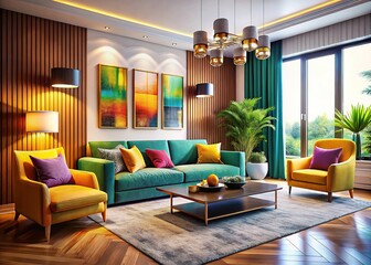 Fototapeta premium Modern Elegant Living Room Interior Design - AI Photo