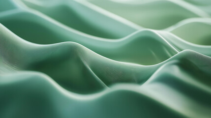 Obraz premium Abstract green background with smooth lines and gentle curves, designed to evoke an elegant and serene atmosphere, perfect for modern designs and calming visual themes.