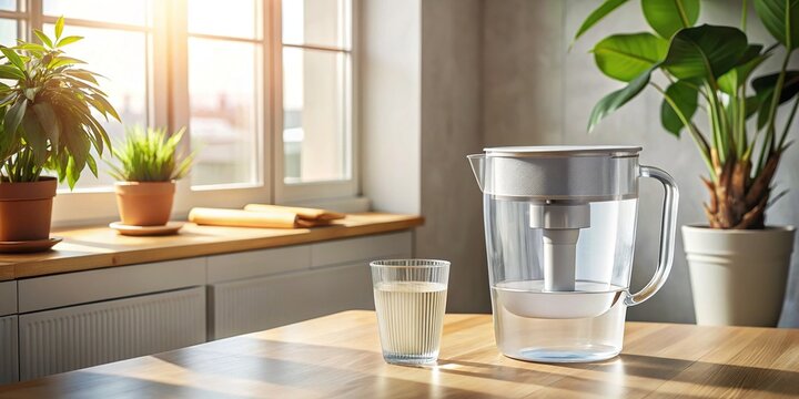 Modern minimalist jug with water filter, enhancing clean-lined interiors.