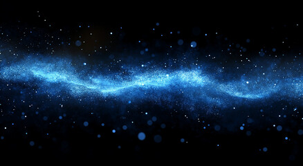 Abstract blue glowing particles background with dots and waves for digital technology, science, or futuristic concept design.