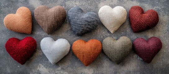 Obraz premium Collection of Colorful Knitted Hearts