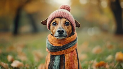 Obraz premium Adorable Dog in Autumn Outfit