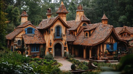 Fototapeta premium Enchanted Cottage Soft Light Dreamy Atmosphere. AI Generated