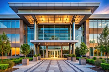 Obraz premium Stunning modern office building facade, architectural photography.