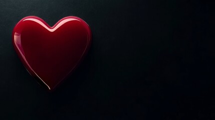 Dark Background Red Heart Shape Glossy Object