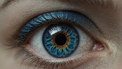 ultra closeup of blue human eye iris