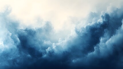 Obraz premium A soft watercolor effect in pastel blue and creamy white.