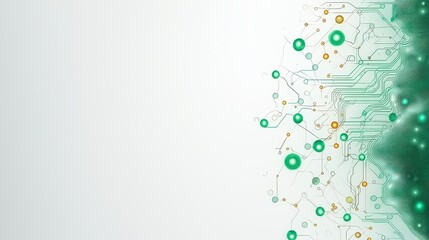 Abstract Green Circuit Technology Background With Glowing Particles