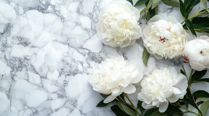 White Flowers on Marble Table