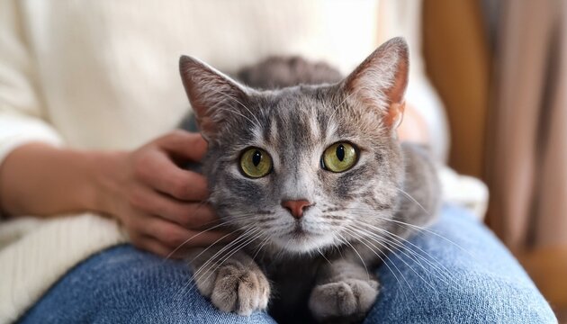 cat resting on my lap, personal point of view, AI generated