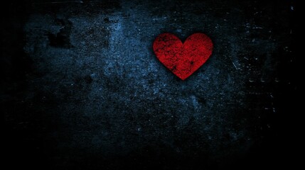 Obraz premium Dark Grunge Background with Red Heart Symbol
