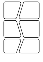 A blank manga storyboard template with six panels arranged in two columns. Ideal for comic artists to sketch and plan their stories