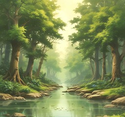 Illustration of green world.