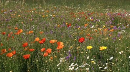 Vibrant Wildflower Meadow in Full Bloom