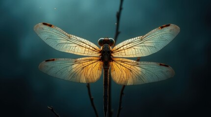 Dragonfly Wings Glowing in the Dark