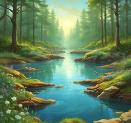 Fototapeta premium Illustration of green world.