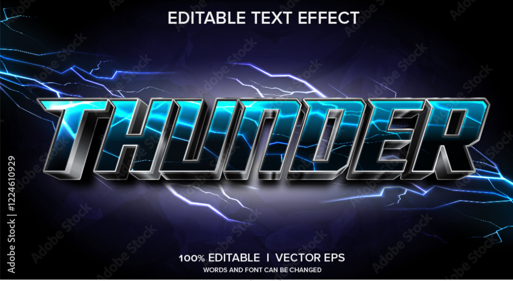 Aufkleber Lightning or thunder 3d vector text effect with modern style design