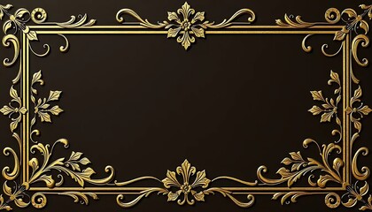 Elegant Gold Ornate Frame Design On Dark Background