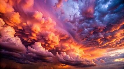 Obraz premium Dramatic Pink Stormy Sky Macro Photography: Abstract Sunset Cloudscape with Cyclone Wind