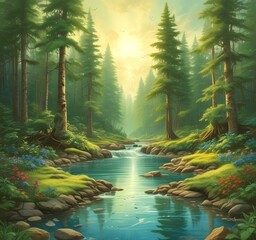 Illustration of green world.