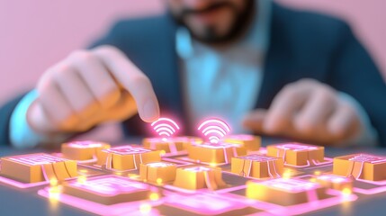 Fototapeta premium Digital Technology Interaction with Wireless Signals