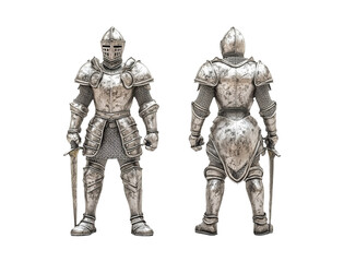 Obraz premium Shining Silver Knight Armor Figure in Dynamic Display Setting