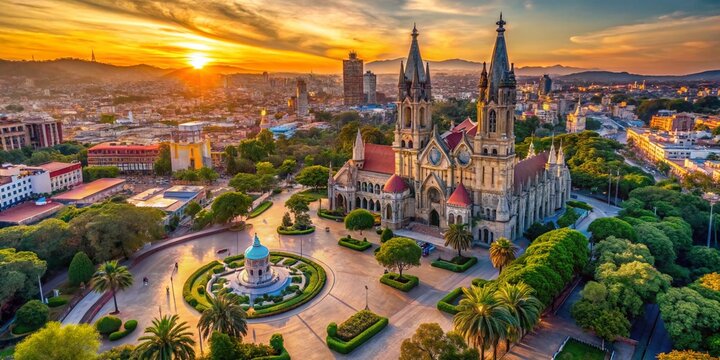 Drone Aerial View of Expiatorio Park, Guadalajara, Mexico - Urban Exploration