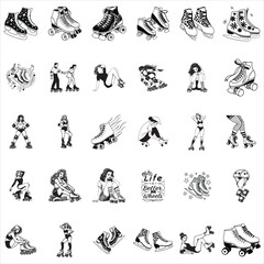 Naklejka premium Roller skate T-shirt Design Vector Bundle, Roller skates clipart Design, Inline skating illustration