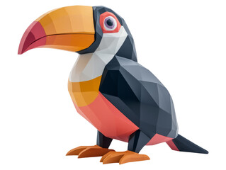 Obraz premium Minimalist 3D Toucan Illustration Isolated on Transparent Background for Presentation