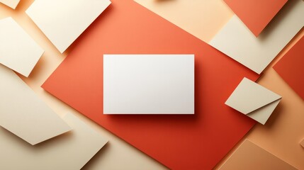 Stylish business card wallpaper with abstract triangular shapes in muted orange and beige tones 
