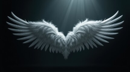 Fototapeta premium Feathered Wings with Metallic Sheen in Dark Space