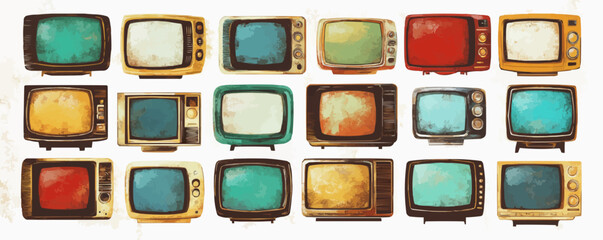 Retro tv vector art with vintage television sets.