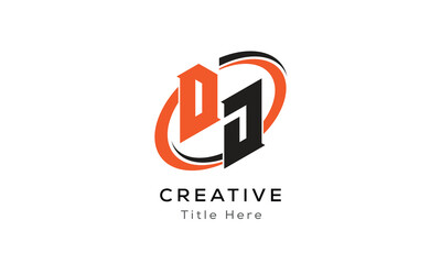 DJ creative letter logo with circle area. Initial letter DJ linked circle uppercase monogram logo. DJ initial letter logo vector design.