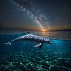 Fototapeta premium Dolphin is a beautiful animal.And not dangerous animal.