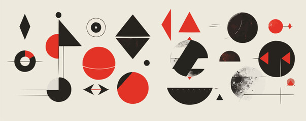 Abstract geometric vector art with bold shapes and dynamic patterns.