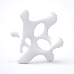 White Organic metaball shape 3d illustration isolated on white background