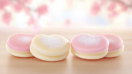 Delicate Heart-Shaped Cakes with Powdered Sugar