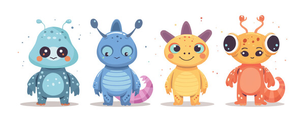 Obraz premium Cute cartoon monster characters vector art for kids.
