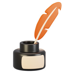 3d rendering stationery icon concept. 3d render inkwell icon